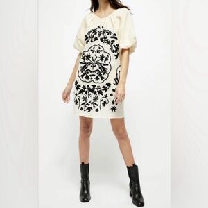 Free People Cream and Black Mini Dress